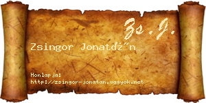 Zsingor Jonatán névjegykártya